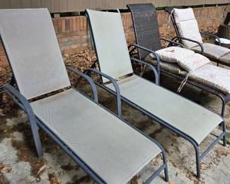 #186	Chaise Lounger Chair - foldable	 $35.00 #187	Chaise Lounger Chair - (as is torn top)	 $20.00 