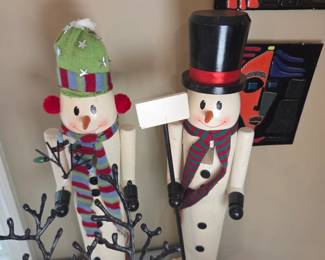#149	Tall Wood Nutcracker Frosty w/Hat and Frost with Toboggan - 24" Tall	 $24.00 