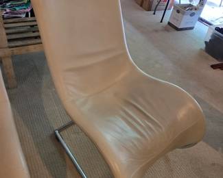 #57	Koinor Cream Leather Chair w/chrome Base (as is condition on Leather) 	 $125.00 