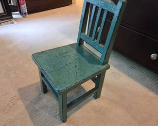 #51	Kids Slate Blue Crackle Painted Chair	 $20.00 