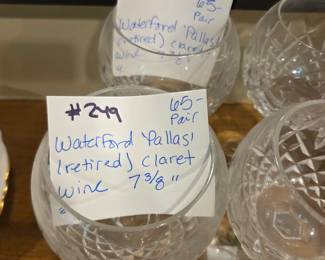 #249	Waterford "Pallas" Retire Claret Wine 7 3/8" - Pair	 $65.00 