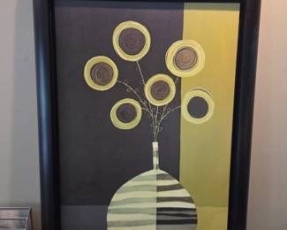 #52	Modern Acrylic Print on Canvas by Cheryl Lee of Vase of Flowers in Black wood Frame - 30x42	 $75.00 