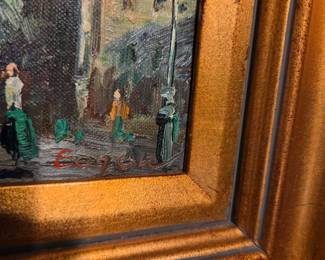 #48	Oil on Canvas of Clock Tower in Wood Gold Frame - 17x15	 $75.00 