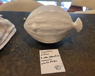 #293	Jonathan Adler White Puffer Fish art deco 7"	 $40.00 