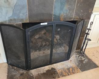 #7	Black Metal  panel Fireplace Screen - 64x34	 $30.00 