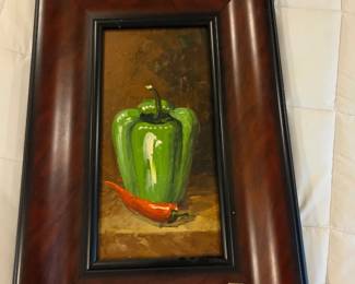 #152	Oil on Canvas of Bell and Chile Pepper - 17x25 In Frame	 $75.00 