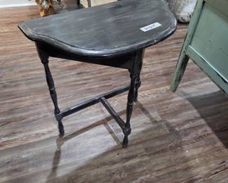 #108	Wood Antique Hand-Painted Half Moon Table - 24x12x25  (as is finish)	 $45.00 