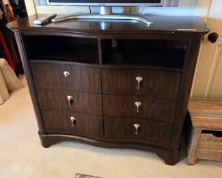 #46	Wood 6 drawer Chest of Drawers w/2 open shelves - 50x18x42	 $75.00 
