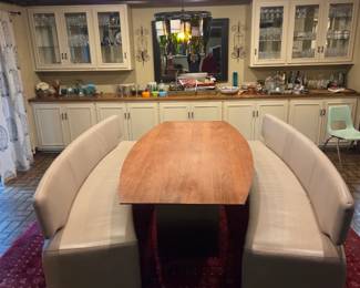 #1	Koinor Sofa with Chrome legs and Leather curved sofa  Table - 87x44x29 	 $1,500.00 