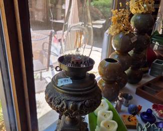 #74	Brass Decorative Oil Lamp - electrified - 22.5"Tall	 $25.00 
