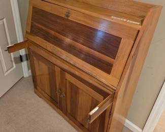 #119	Pine Drop-Front Desk w/Cubbies and 2 Doors and Shelf 41z12z29-46 (crack on Front) - Upstairs You Move	 $75.00 