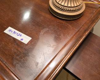 #141	Wood Side Table w/2 pull-out side treys on q/a Legs (as is some finish) - 19x30x26	 $150.00 