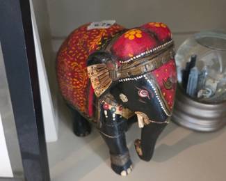#73	Indian Hand-Carved Elephant Handicraft Painted - 8x4.5	 $30.00 