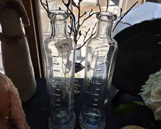#79	Set of 2 Large Vintage Apothecary Glass Chemistry Bottles - 13.5" Tall	 $75.00 