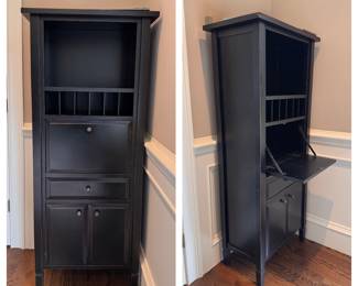 Pottery Barn upright black cabinet / desk