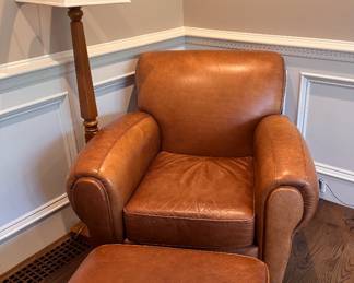 Pottery Barn for MItchell Gold leather chair & ottoman