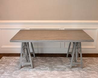 Gray adjustable sawhorse writing desk