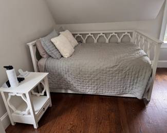 Pottery Barn Teen, full size Elsie trundle bed and nightstand