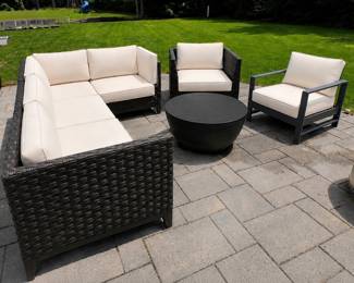 Pottery Barn resin wicker outdoor sectional sofa