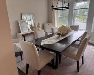 Mitchell Gold black dining table & upholstered chairs