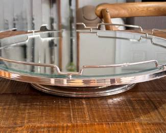 Frontgate mirrored top heavy duty lazy susan, new in box