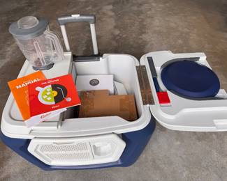Coolest Cooler. Built-in blender, removable Bluetooth speaker, USB charger, LED lid lights, plates and a built-in bottle opener and more. A instant tailgate party!