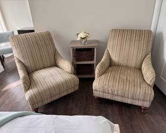 Ethan Allen striped arm chairs