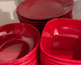 Red melamie dishware set