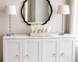4 door white console cabinet with ring pulls by Anna