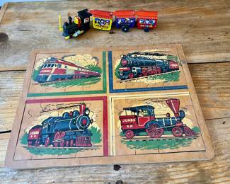 Vintage Litho Wind Up Train & Puzzle Lot~ $35