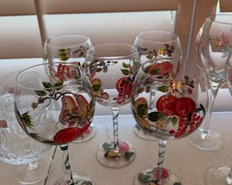 Hand painted wine glasses