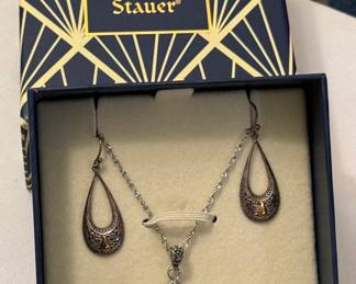 Sterling w/18k gold accent pendant & earrings set