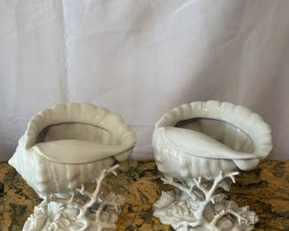 Richard Ginori white ceramic shell centerpieces