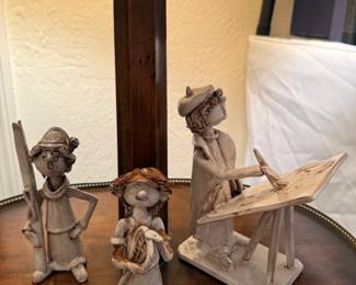 Vintage Dino Bencini signed pottery sculptures: The Artist, The Skiier, The Tennis Player