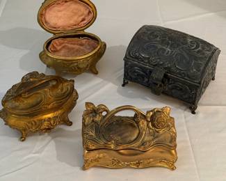 Art Nouveau gilded jewelry caskets