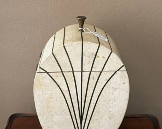 Maitland-Smith Hollywood Regency tassellated stone lidded hinged box