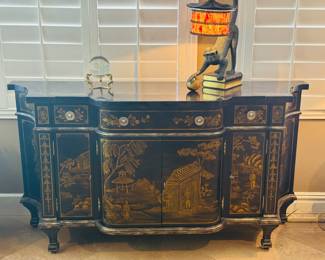 1990's Maitland-Smith Hand Painted Chinoiserie Commode or Credenza,