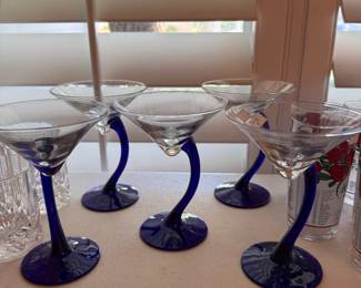 Blue stem martini glasses