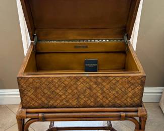 Maitland-Smith bamboo & woven rattan campaign storage chest