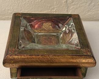 Vtg Italian Florentine giltwood ashtray set