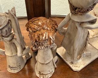 Vintage Dino Bencini signed pottery sculptures: The Artist, The Skiier, The Tennis Player