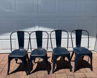 Navy blue metal chairs