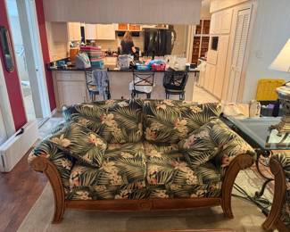 5' Vtg tropical style rattan love seat