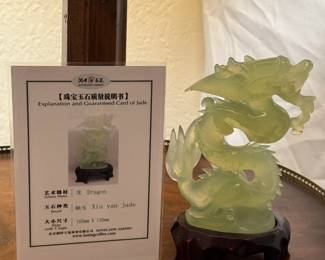 Genuine jade sculpture w/COA