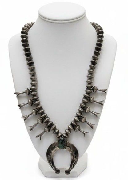 Navajo Squash Blossom Necklace with Turquoise