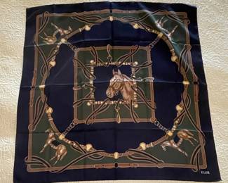 Flor Silk Scarf with Equestrian Motif