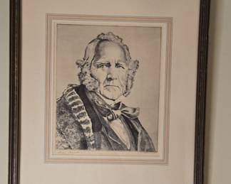 Sam Houston Portrait Etching