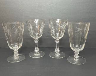 Vintage Etched Crystal Water Goblets