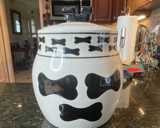Ceramic Dog Treat Jar with Bone Accents