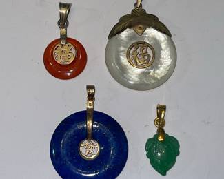 14k Gold Pendant Charms with Chinese Characters